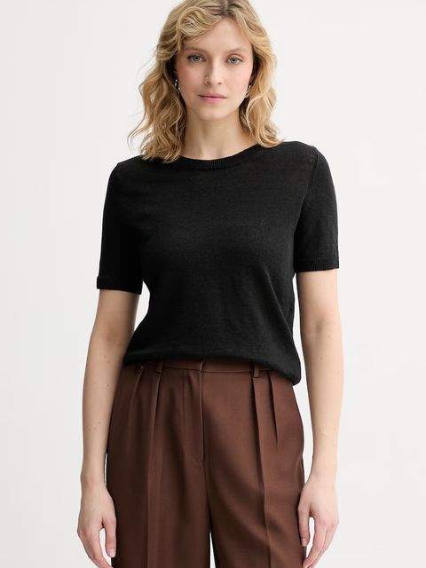 Weekend Max Mara t-shirt damski lniany PANCONE - zdjęcie produktu nr 1