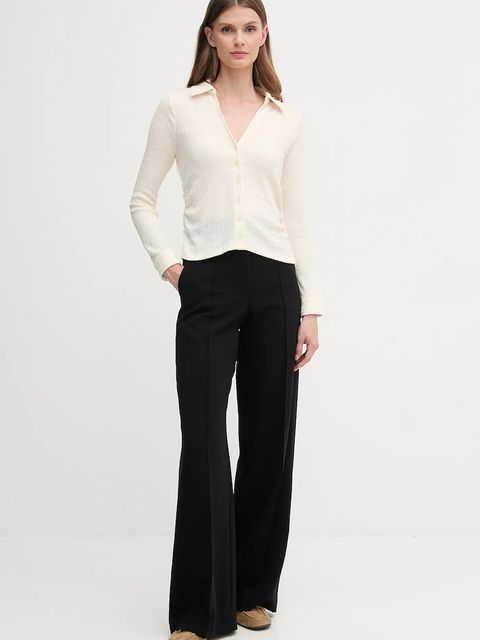 Dkny koszula damska kolor beżowy slim z kołnierzykiem klasycznym DJ5T1385