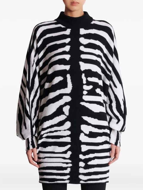 Balmain zebra-intarsia mini dress - White - zdjęcie produktu nr 2