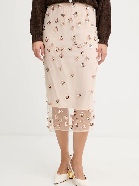 Forte Forte spódnica kolor beżowy midi prosta 14356.myskirt - zdjęcie produktu nr 1