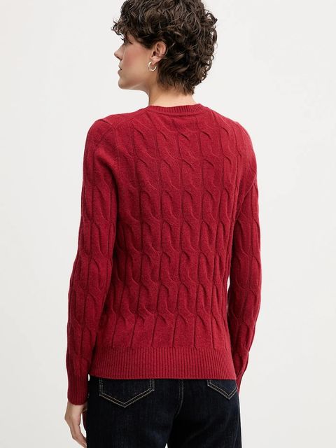 Tommy Hilfiger sweter wełniany damski kolor bordowy lekki WW0WW43586