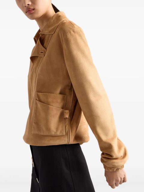 Prada suede blouson jacket - Neutrals