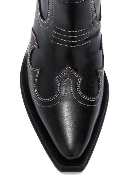 GANNI stitched pointed boots - Black