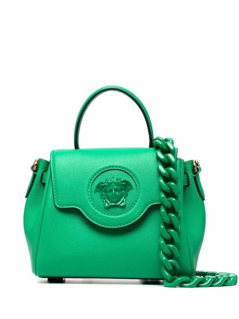 Versace small La Medusa leather tote bag - Green