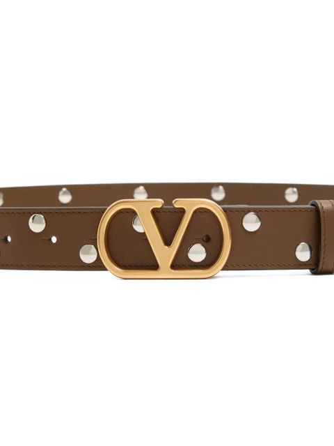 Valentino Garavani VLogo-signature metal-rivets belt - Brown