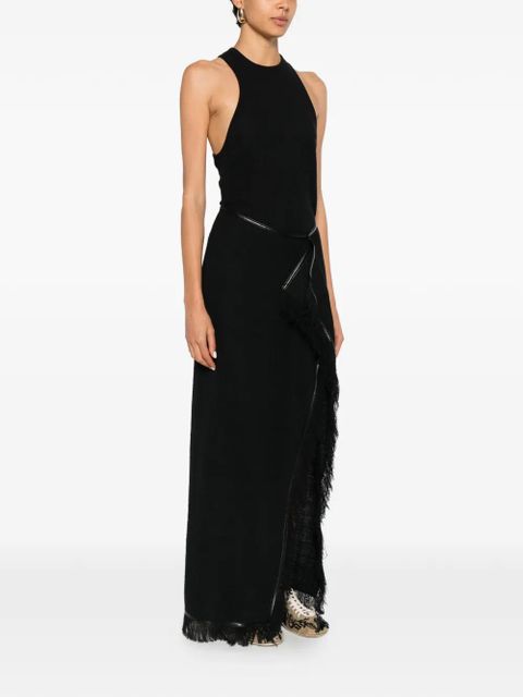 Nanushka Rayen frayed draped midi dress - Black