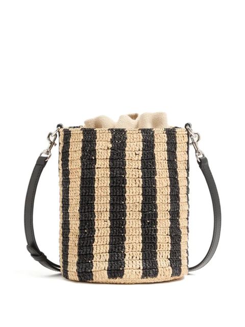 Valentino Garavani small striped raffia bucket bag - Neutrals - zdjęcie produktu nr 2