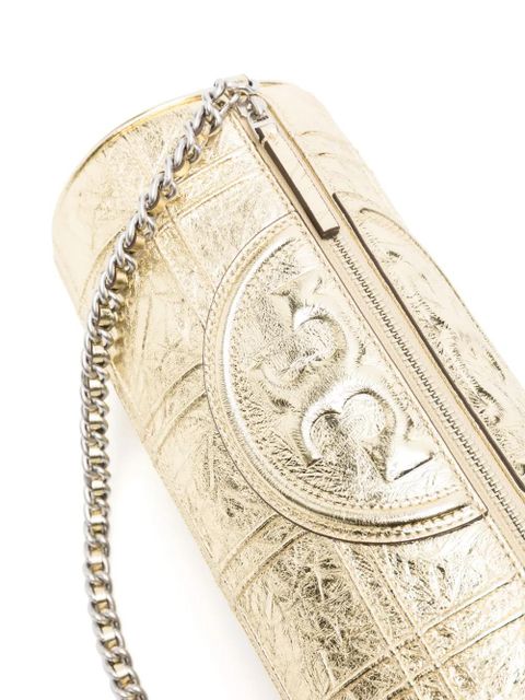 Tory Burch Fleming piped-trim metallic-leather tote bag - Gold