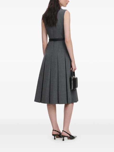 Self-Portrait pointed-collar pleated midi dress - Grey