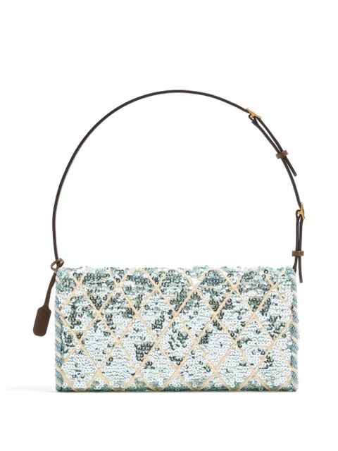 Valentino Garavani DeVain small shoulder bag with rhombelle embroidery - Blue