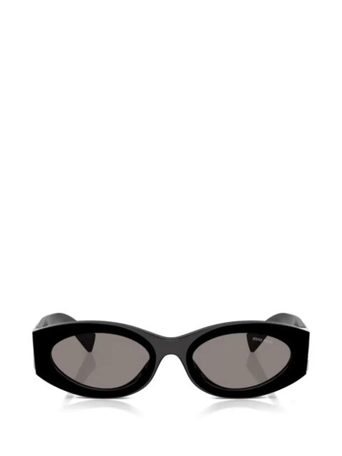 Miu Miu Eyewear logo oval-frame sunglasses - Black - zdjęcie produktu nr 1