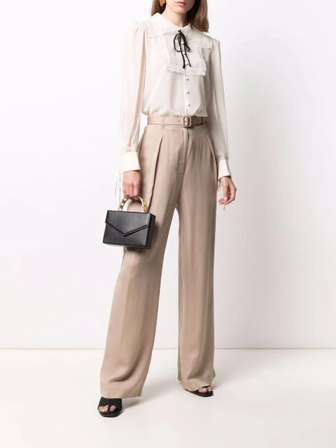 Self-Portrait belted wide-leg trousers - Neutrals