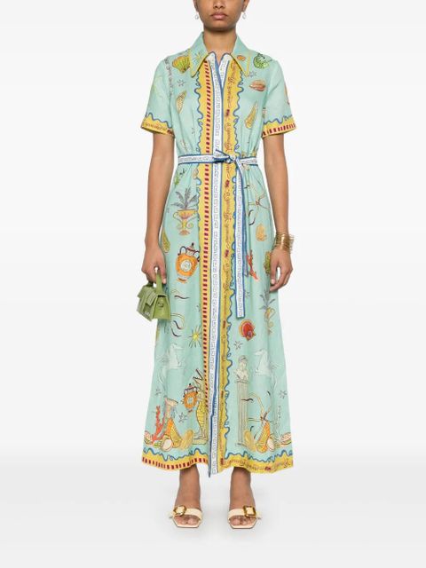 ALEMAIS Surrealist Summer shirt dress - Green
