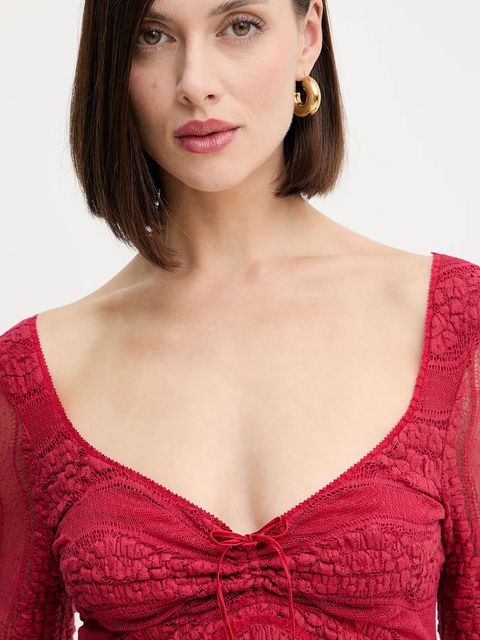 Charo Ruiz Ibiza bluzka damska kolor czerwony gładka 257101