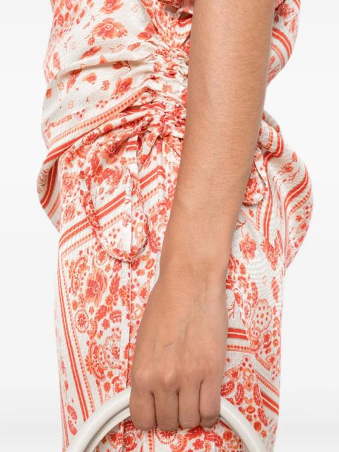 FENDI patterned-jacquard drawstring midi dress - Neutrals