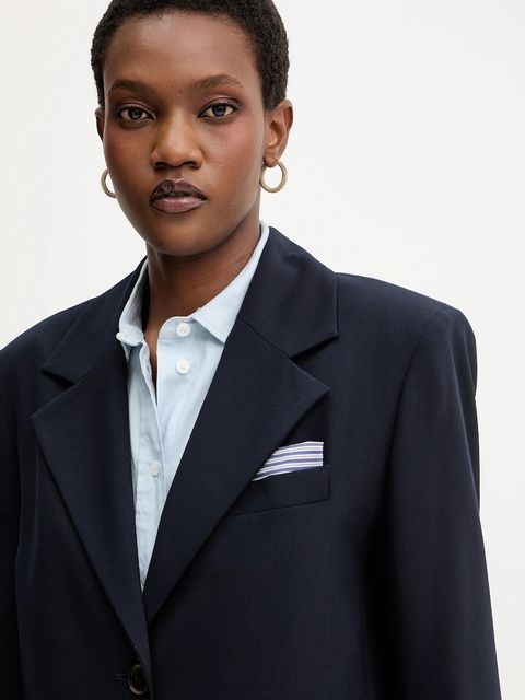 Marella marynarka z wełną kolor granatowy jednorzędowa gładka 2523046144200