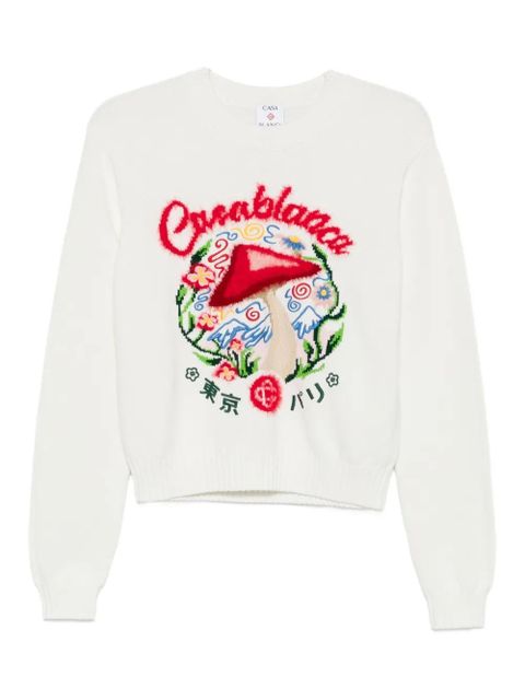 Casablanca Mushroom-embroidered crew-neck sweater - White - zdjęcie produktu nr 1