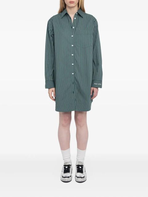 Zadig&Voltaire Rorning striped long-sleeve shirt mini dress - Green