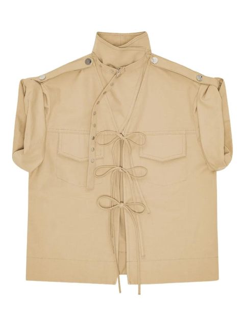 GANNI tie-fastening shirt - Neutrals