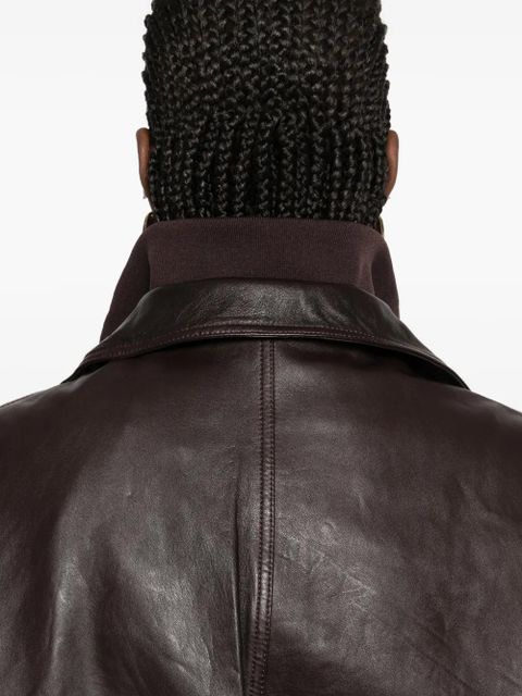 The Frankie Shop Carnaby Funnel neck leather jacket - Brown