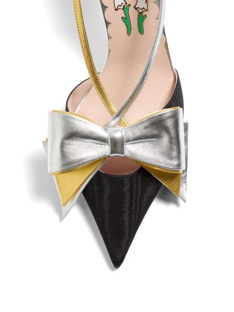 Valentino Garavani Bowow slingback pumps in Moirè fabric 85mm - Black