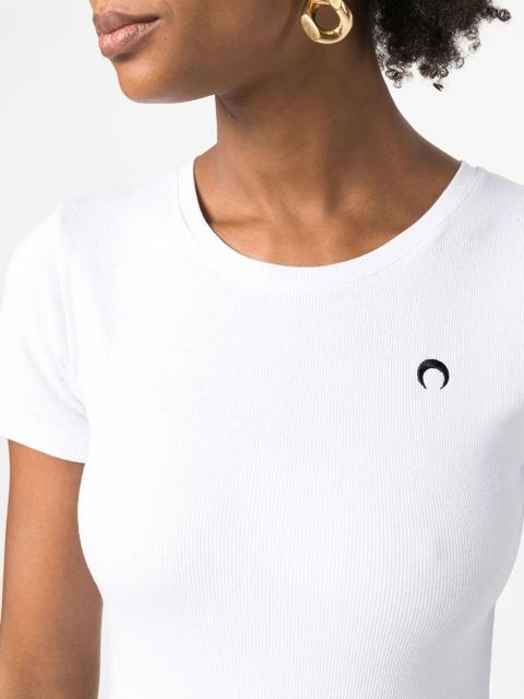 Marine Serre fine-ribbed organic cotton T-shirt dress - White