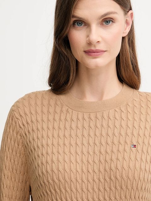 Tommy Hilfiger sweter bawełniany kolor beżowy lekki WW0WW44993