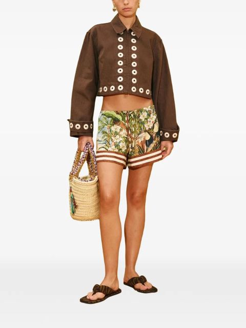 ALEMAIS Tobe eyelet-embellished cropped jacket - Brown
