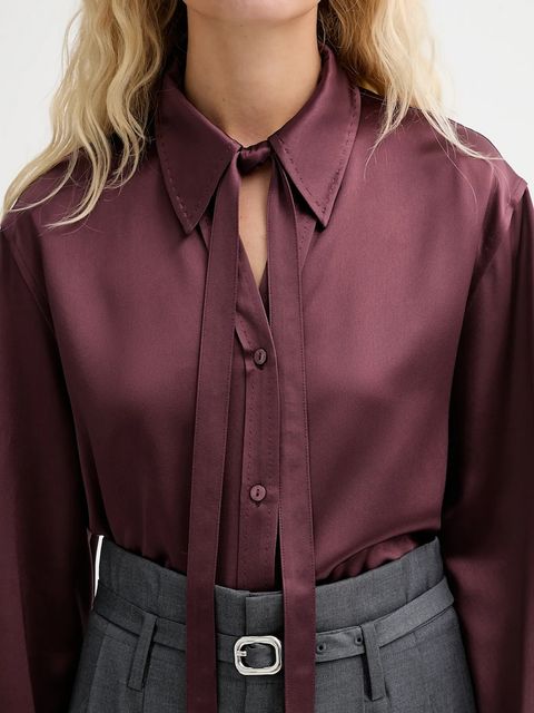 ISABELLE BLANCHE koszula damska kolor bordowy relaxed z kołnierzykiem klasycznym IS25FW-C059-T008