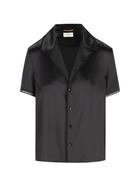 Saint Laurent lace-trim silk shirt - Black - zdjęcie produktu nr 1