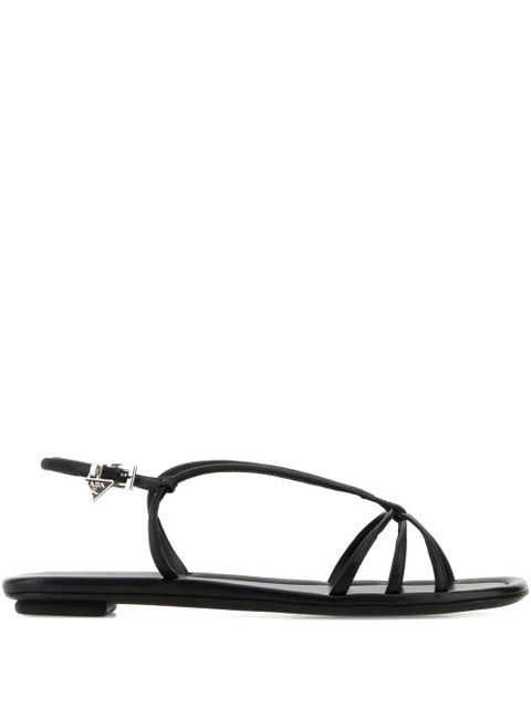 Prada leather slingback flat sandals - Black - zdjęcie produktu nr 1