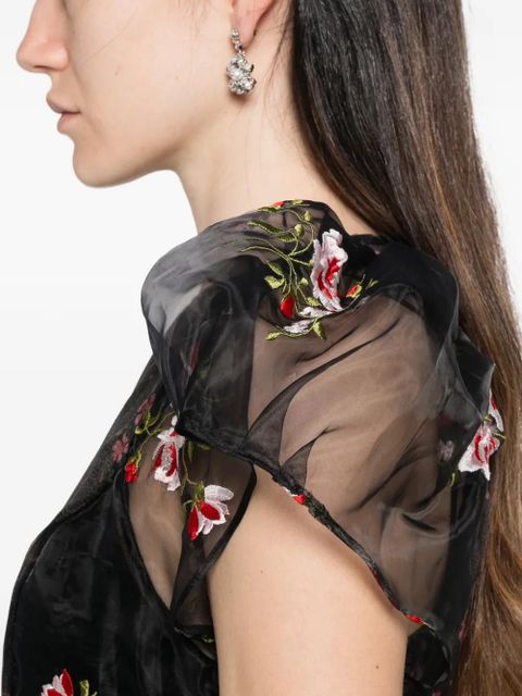 Simone Rocha puff-sleeve patchwork dress - Black