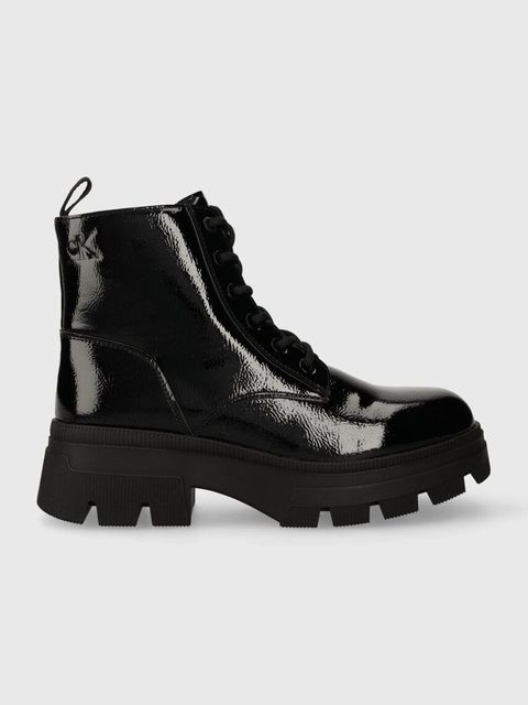 Calvin Klein Jeans workery CHUNKY COMBAT LACEUP BOOT WN damskie kolor czarny na płaskim obcasie YW0YW01265