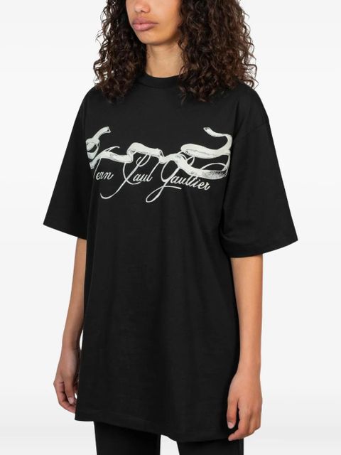 Jean Paul Gaultier ribbon-print spray-effect t-shirt - Black - zdjęcie produktu nr 2