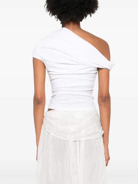 Paris Georgia Ida one-shoulder draped top - White