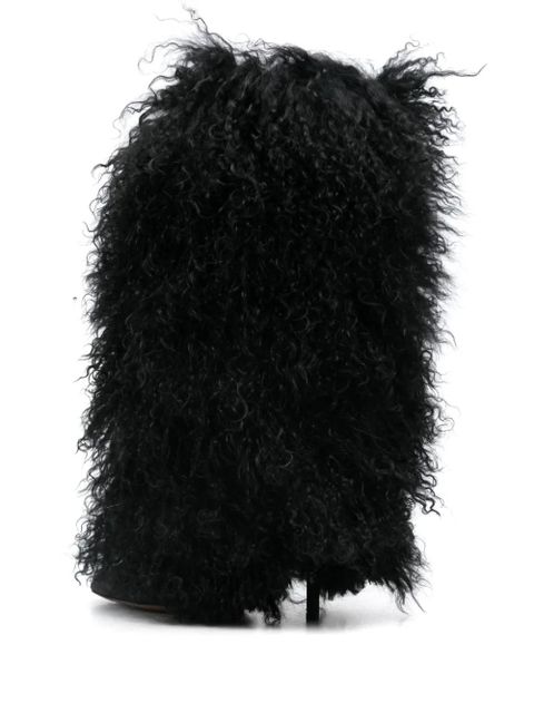 Paris Texas 105mm Furry Stiletto boots - Black