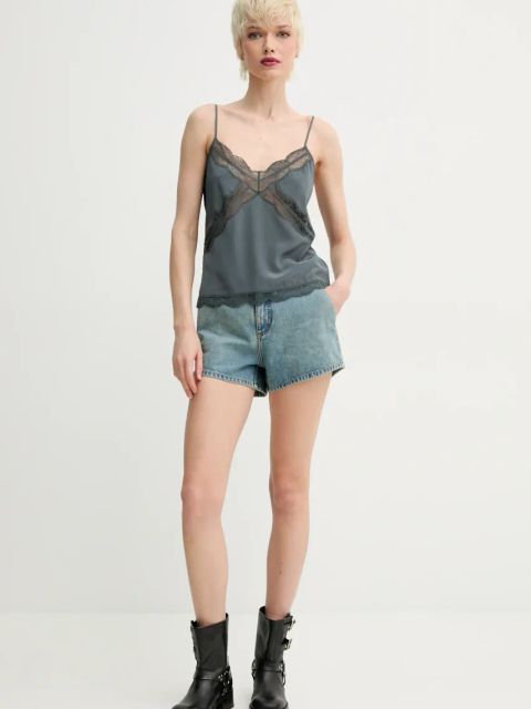 ZADIG&VOLTAIRE szorty jeansowe damskie kolor niebieski gładkie medium waist WWBS01157