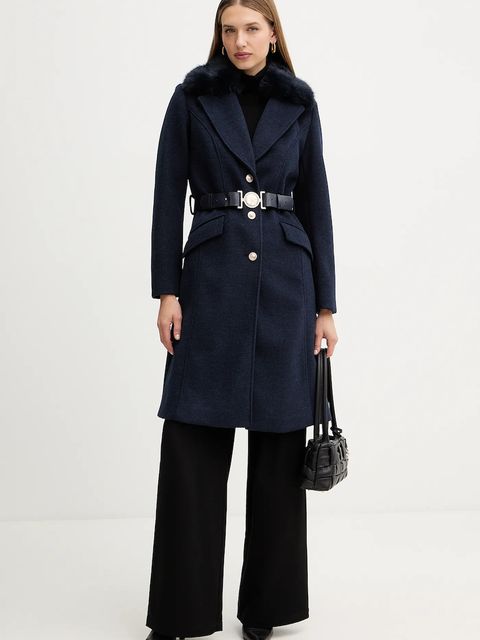 Guess płaszcz z domieszką wełny NEW PATRICE kolor granatowy W5BL25 W2672 - zdjęcie produktu nr 2