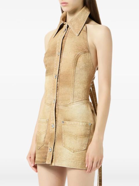 Blumarine buttoned print mini dress - Neutrals