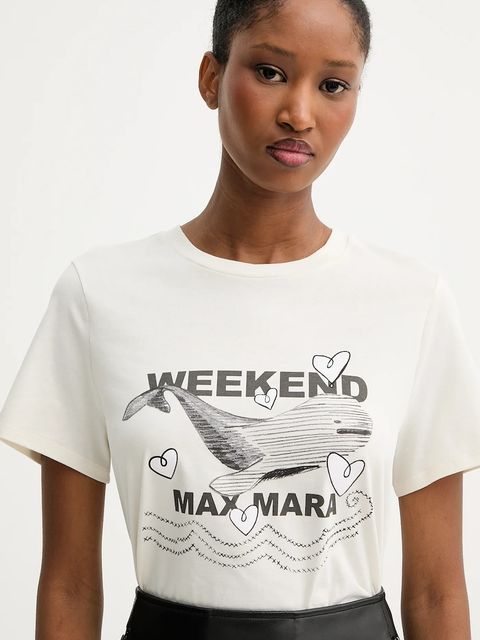 Weekend Max Mara t-shirt bawełniany GUGLIA damski kolor beżowy 2525976031600