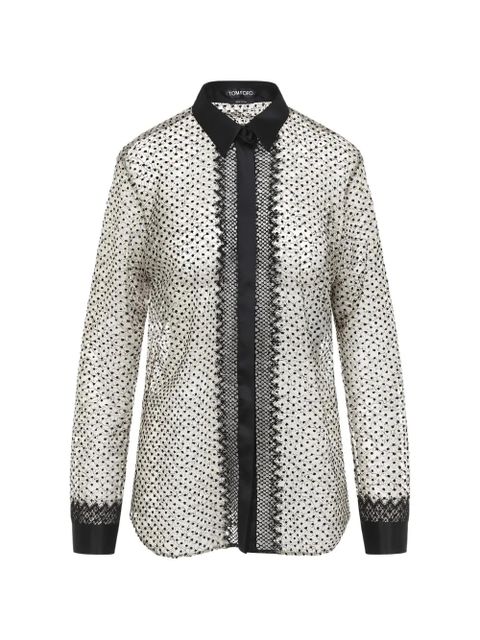 TOM FORD lace floral-pattern shirt - Neutrals - zdjęcie produktu nr 1