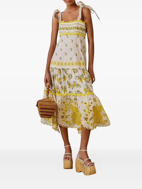 FARM Rio Sicily pineapple-embroidered midi dress - White - zdjęcie produktu nr 2