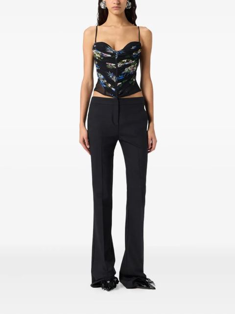 Blumarine floral-print ruched top - Black