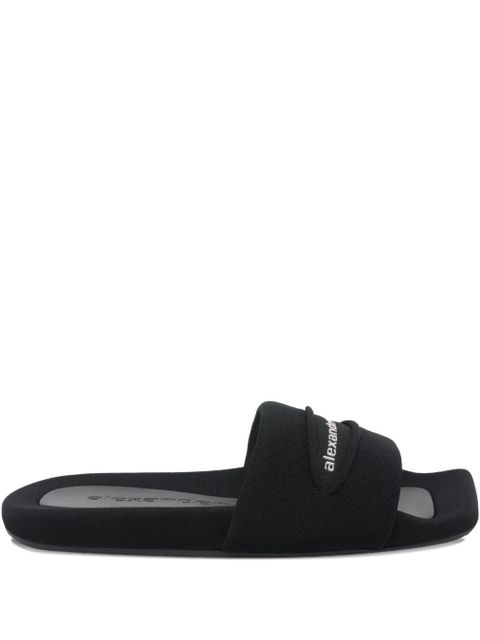 Alexander Wang logo squared-toe slides - Black - zdjęcie produktu nr 1
