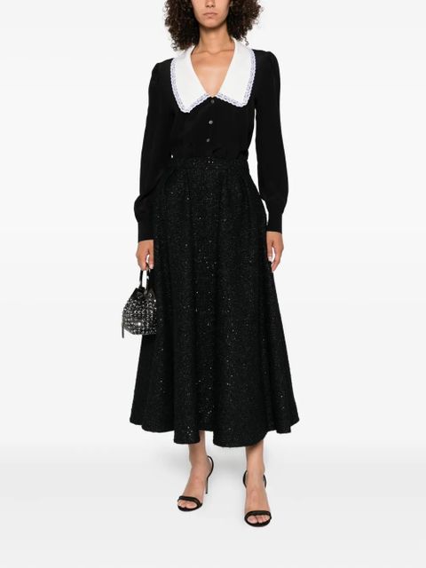 Alessandra Rich lace-trimmed collar blouse - Black - zdjęcie produktu nr 2