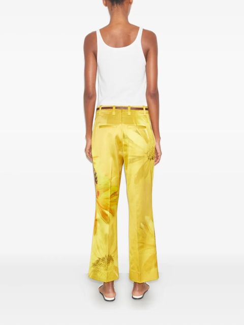Tory Burch floral-print wide-leg trousers - Yellow