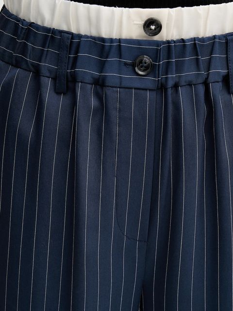 Sisley spodnie damskie kolor granatowy proste high waist 4GNKLF07H