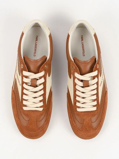 Karl Lagerfeld sneakersy skórzane KANDIDATE damskie kolor brązowy KL63855