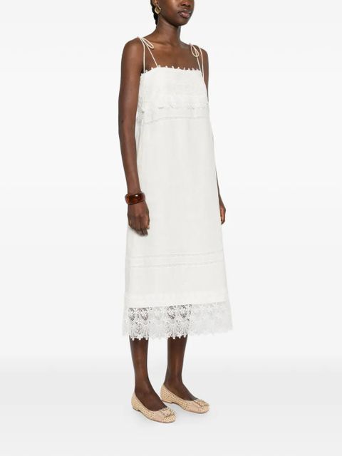 Valentino Garavani lace-trim midi dress - Neutrals