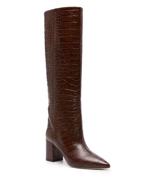 Paris Texas Anja 70mm crocodile-effect boots - Brown